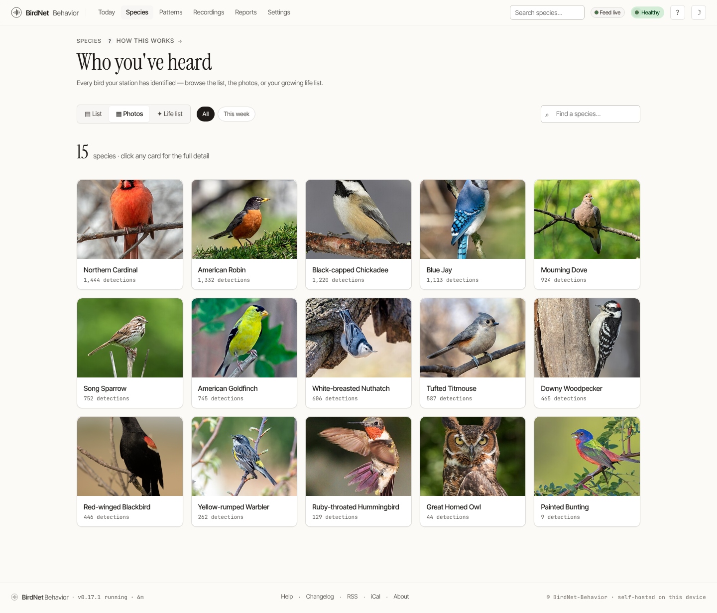 The species photo gallery