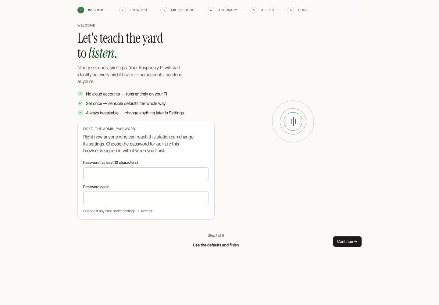 The first-run onboarding wizard