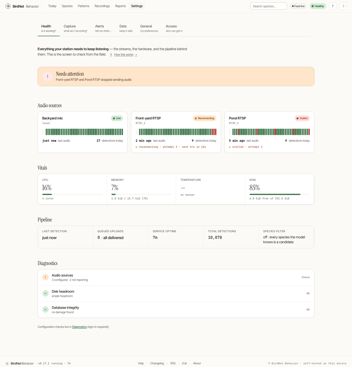 The Station Health tab